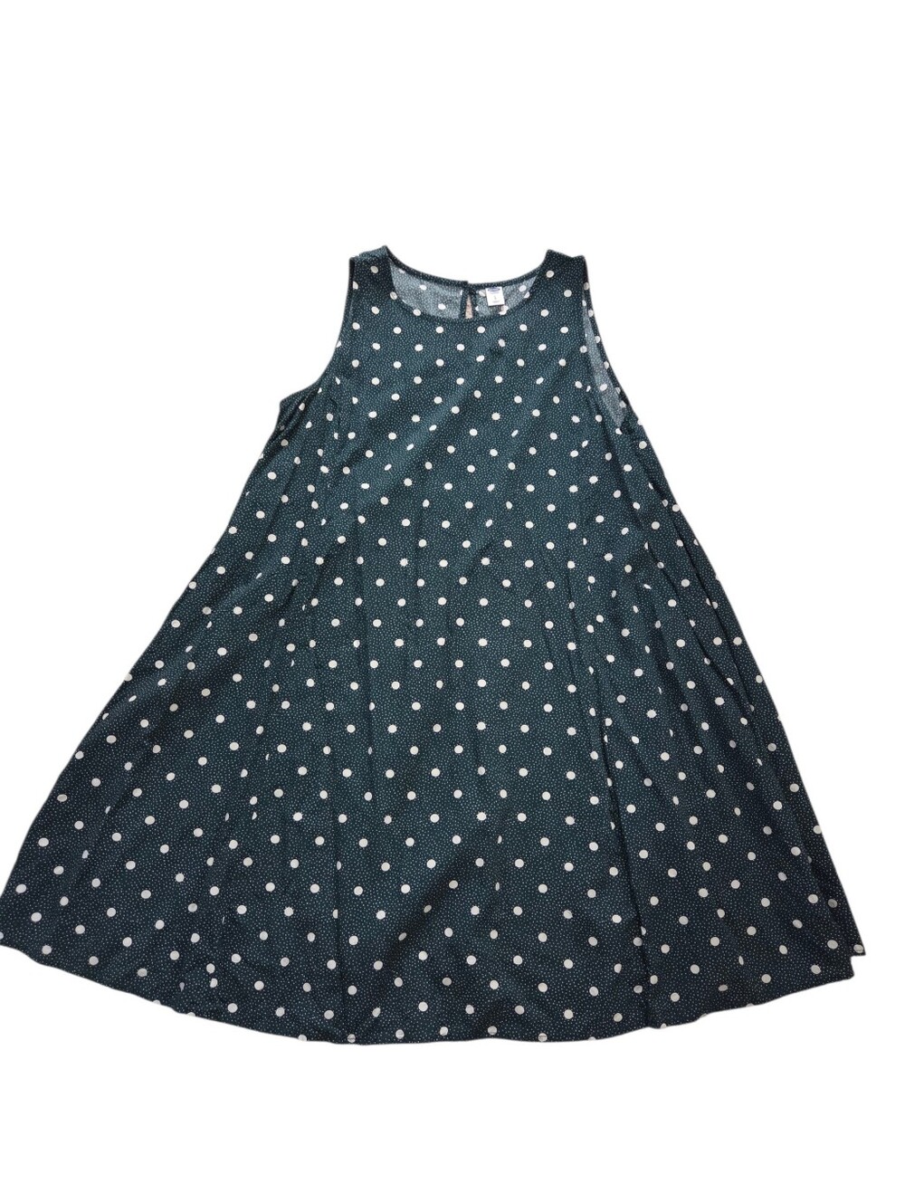 Old Navy green/white multi shape polka dot A-line sleeveless dress,L. EUC.